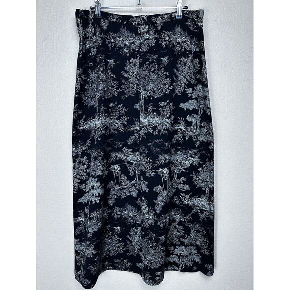 Vintage Kathie Lee Black Floral Toile Maxi Skirt Women’s Size 12 Waist 32” - Picture 6 of 10